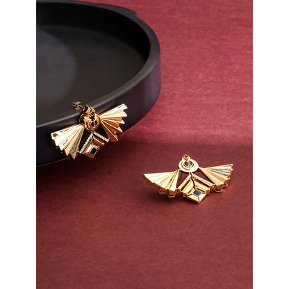 Shaze Gold Rhodium-Plated American Diamond Powerwing Studs For Women