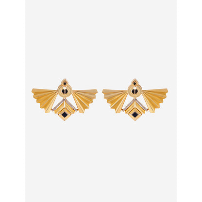 Shaze Gold Rhodium-Plated American Diamond Powerwing Studs For Women