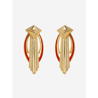 Shaze Gold Rhodium-Plated American Diamond Arcadia Drop & Dangle Earrings For Women