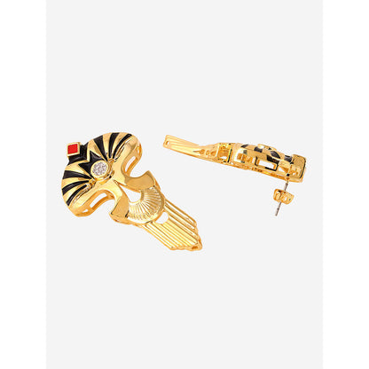 Shaze Gold Rhodium-Plated American Diamond Monumental Drop & Dangle Earrings For Women