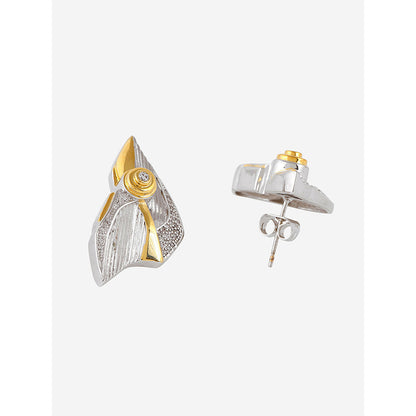 Shaze Gold Rhodium-Plated American Diamond Congnizant Stud Earrings For Women