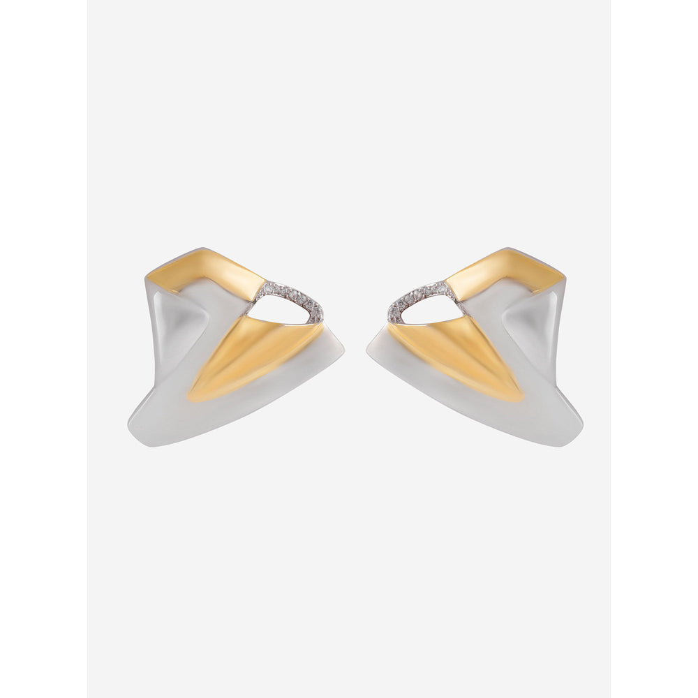 Shaze Gold Rhodium-Plated American Diamond Symphonic Stud Earrings For Women