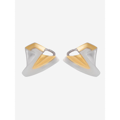 Shaze Gold Rhodium-Plated American Diamond Symphonic Stud Earrings For Women