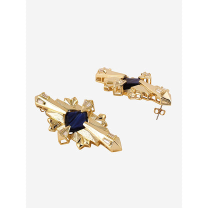 Shaze Gold Rhodium-Plated American Diamond Crosslight Drop & Dangle Earrings For Women