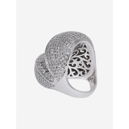 Shaze Silver Rhodium-Plated American Diamond Incut Finger Ring