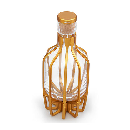 Shaze Gold Cage Decanter - For Wine Liquor Scotch Bourbon Vodka- 1000 Ml