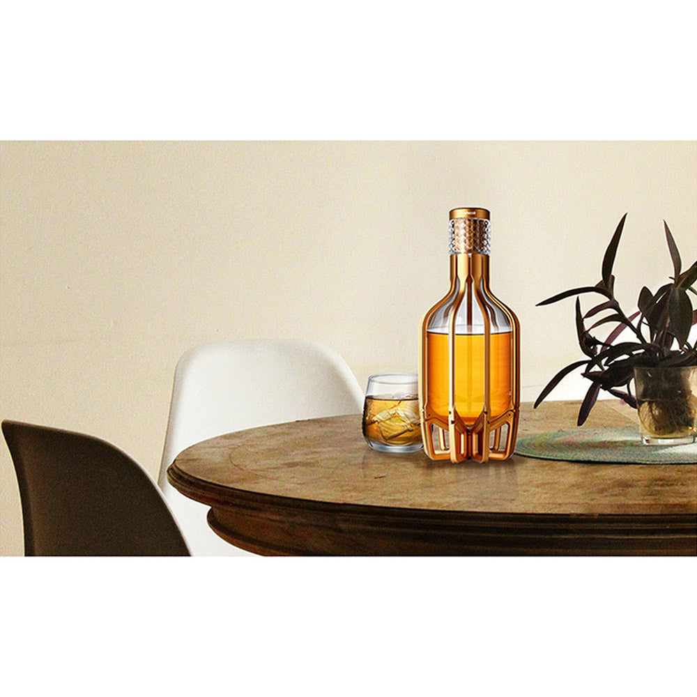 Shaze Gold Cage Decanter - For Wine Liquor Scotch Bourbon Vodka- 1000 Ml
