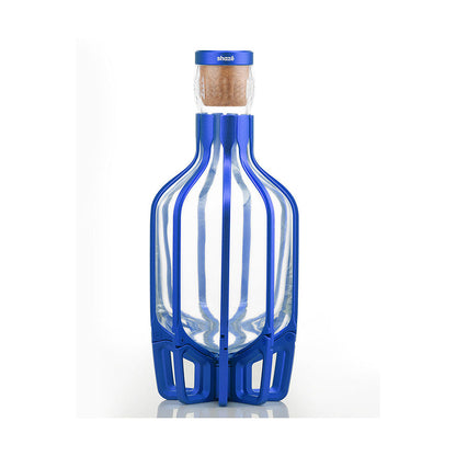Shaze Sapphire Colour Cage Decanter - For Wine Liquor Scotch Bourbon Vodka - 1000 Ml