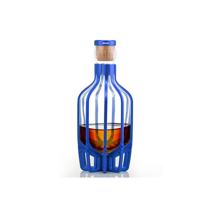 Shaze Sapphire Colour Cage Decanter - For Wine Liquor Scotch Bourbon Vodka - 1000 Ml