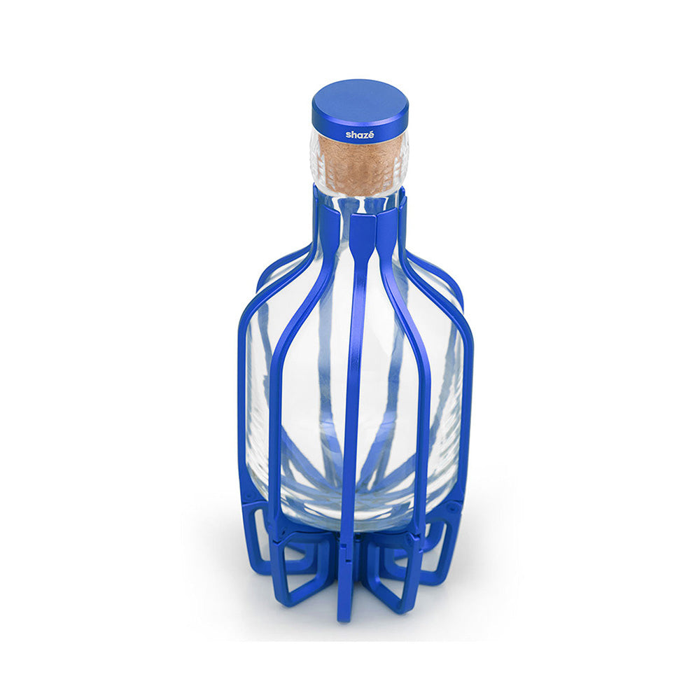 Shaze Sapphire Colour Cage Decanter - For Wine Liquor Scotch Bourbon Vodka - 1000 Ml