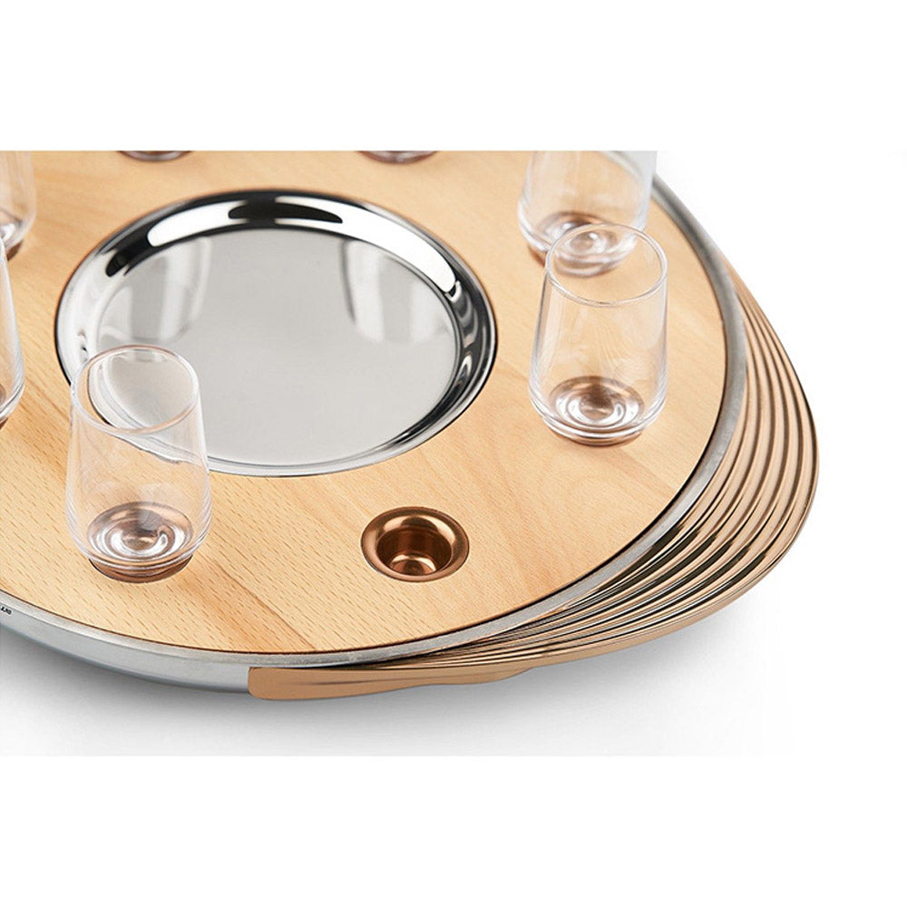 Shaze Turntable Shot Tray Natural Shot Glasses