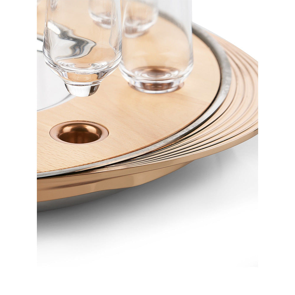 Shaze Turntable Shot Tray Natural Shot Glasses