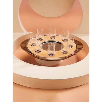 Shaze Turntable Shot Tray Natural Shot Glasses