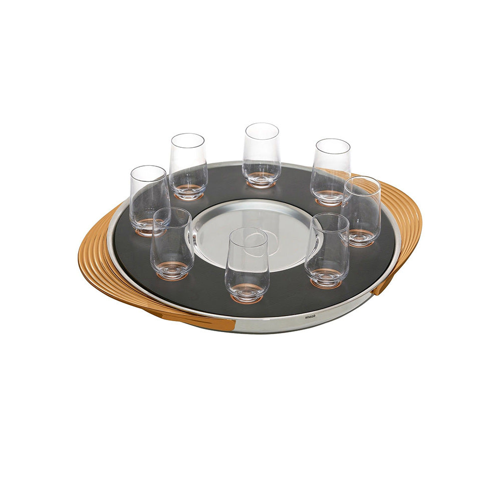 Shaze Turntable Shot Tray Walnut Shot Glasses