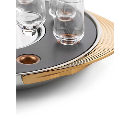 Shaze Turntable Shot Tray Walnut Shot Glasses