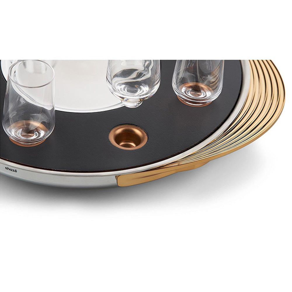 Shaze Turntable Shot Tray Walnut Shot Glasses
