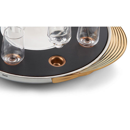 Shaze Turntable Shot Tray Walnut Shot Glasses