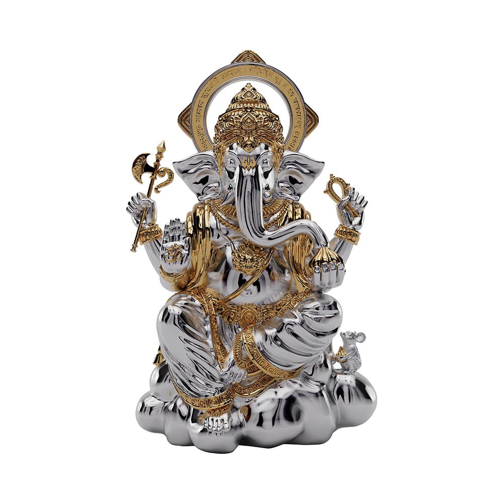 Shaze Infinite Ganesha Home D cor Silver And Gold Show Piece