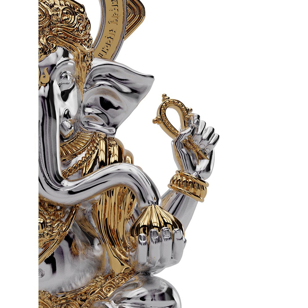 Shaze Infinite Ganesha Home D cor Silver And Gold Show Piece