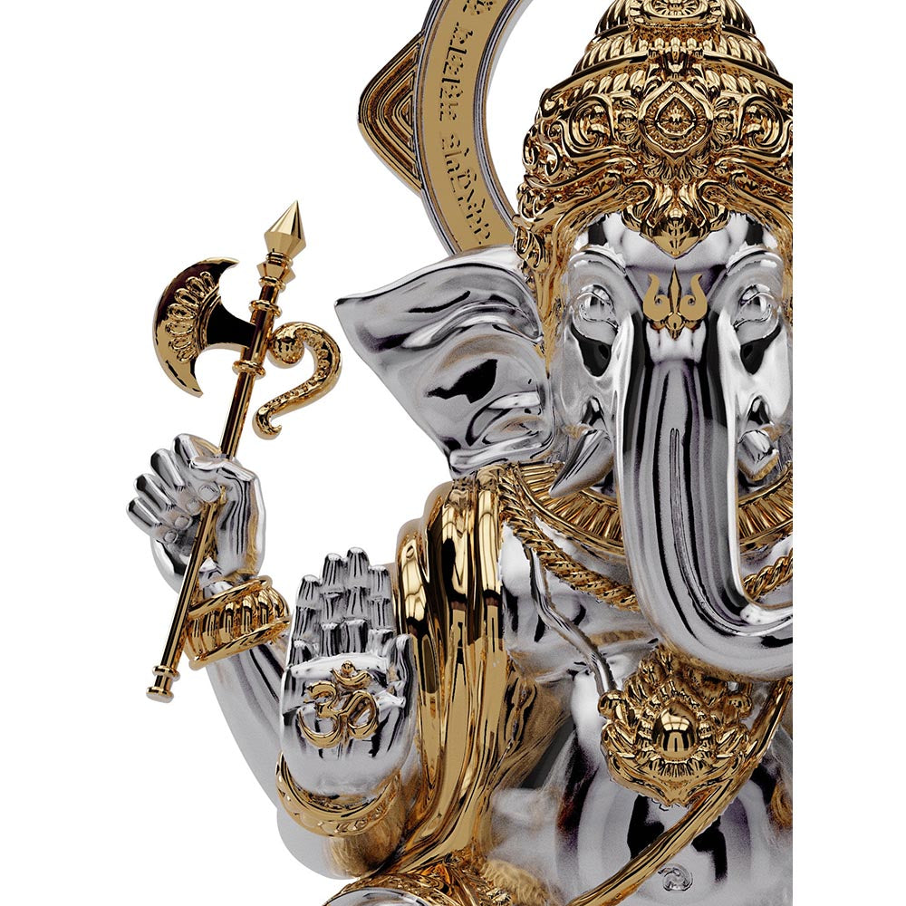 Shaze Infinite Ganesha Home D cor Silver And Gold Show Piece