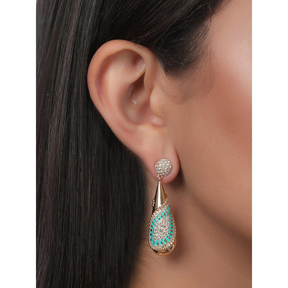 Shaze Bari Enamelled Green Earrings