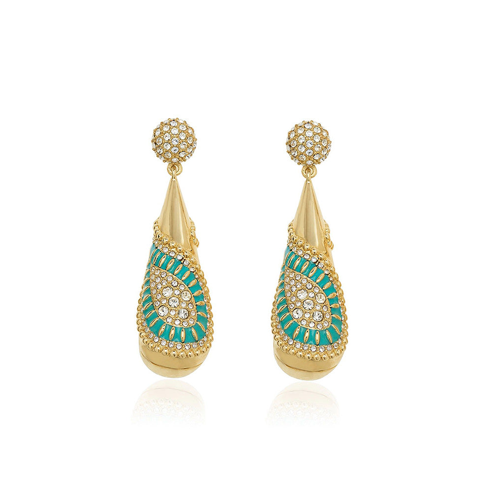 Shaze Bari Enamelled Green Earrings