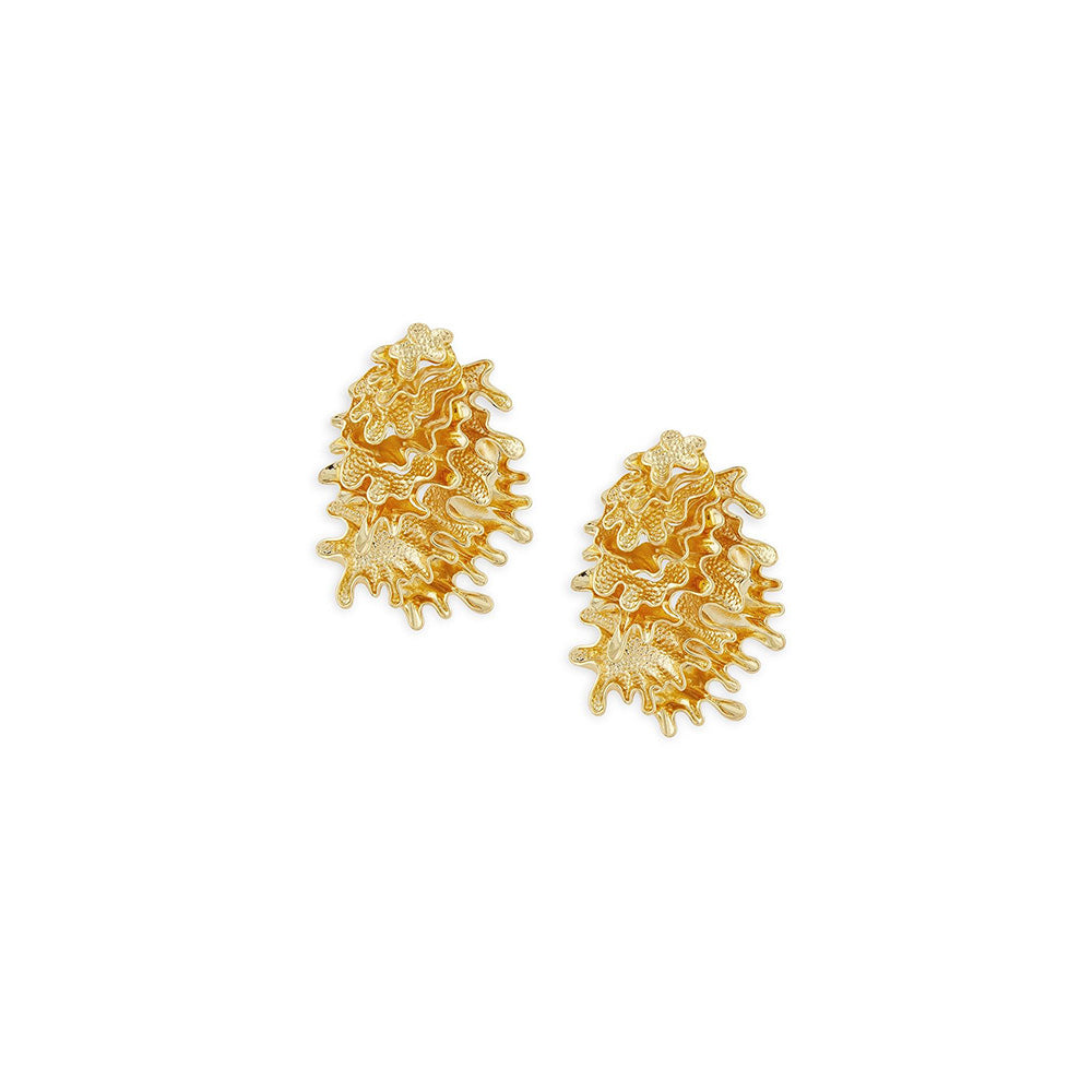 Shaze Metamorphosis Rippled Gold Earrings