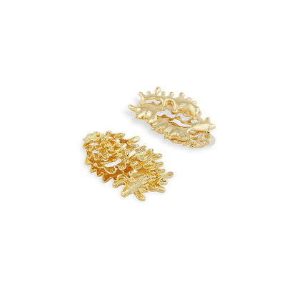 Shaze Metamorphosis Rippled Gold Earrings