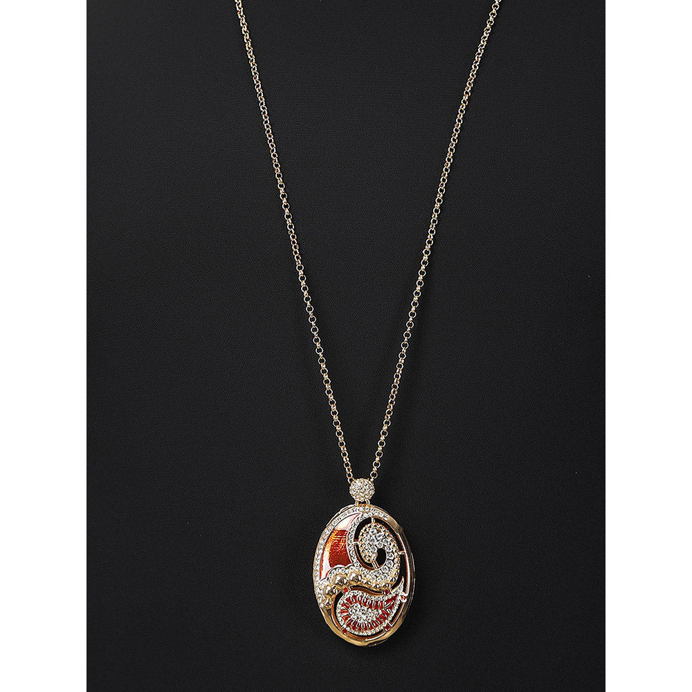 Shaze Marsala Enamelled Red Pendant