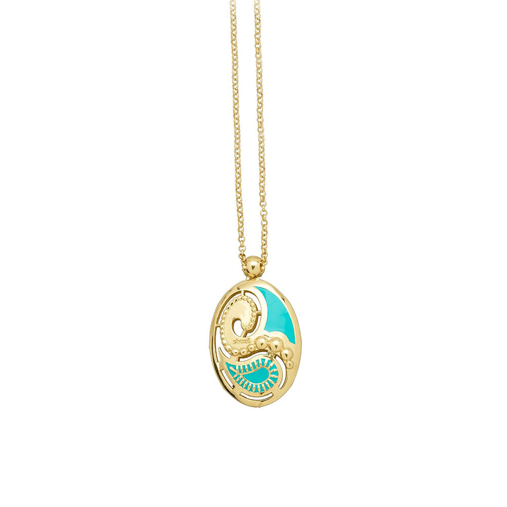 Shaze Marsala Enamelled Turquoise Pendant