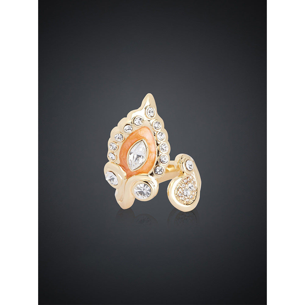 Shaze Anzio Enamelled Orange Ring