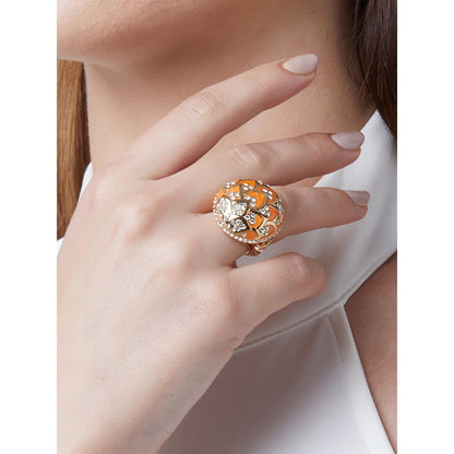 Shaze Water Lotus Shaped Orange Ring
