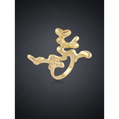 Shaze Abstract Cocktail Gold Ring