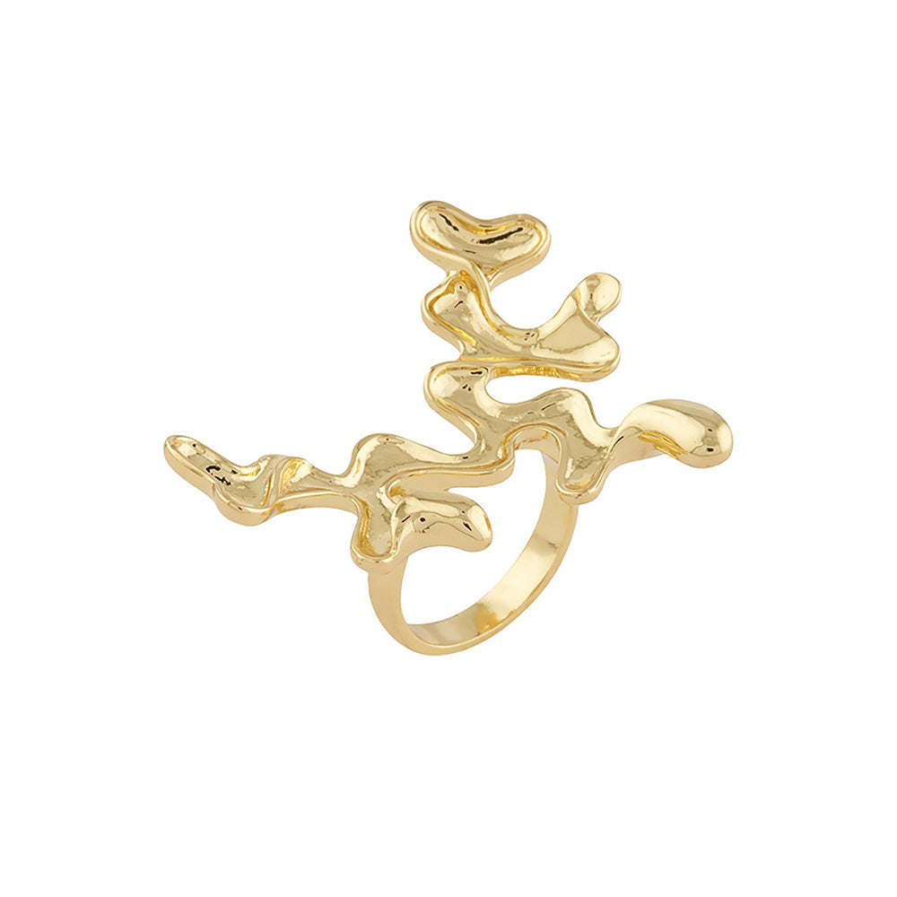 Shaze Abstract Cocktail Gold Ring