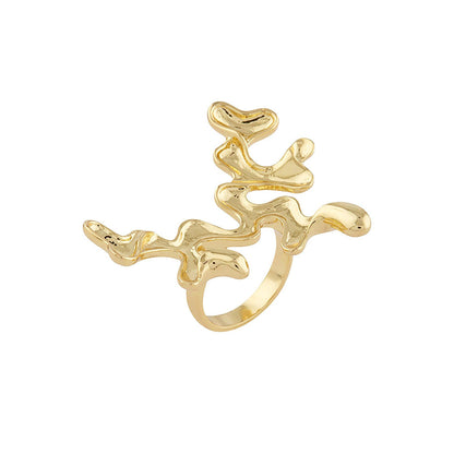 Shaze Abstract Cocktail Gold Ring