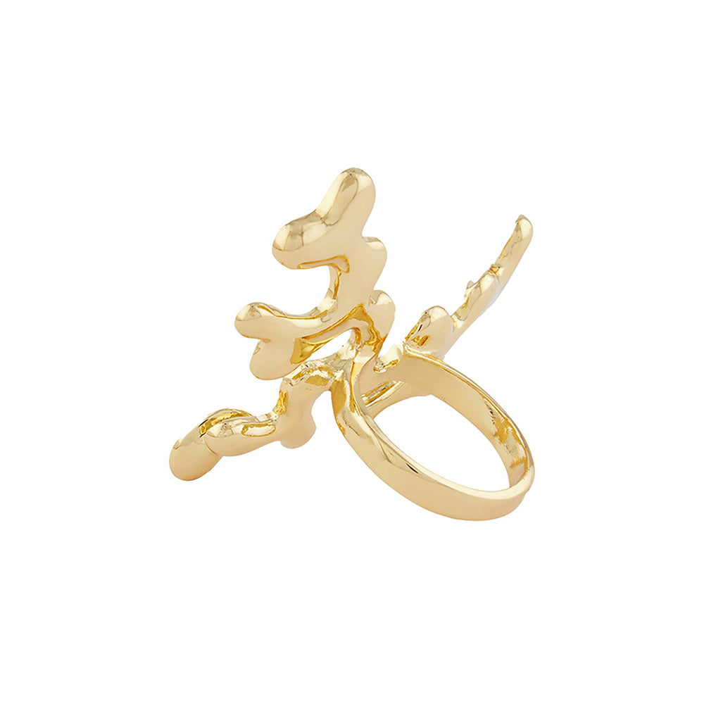 Shaze Abstract Cocktail Gold Ring