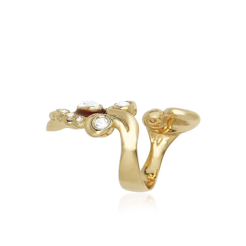 Shaze Anzio Enamelled Maroon Ring