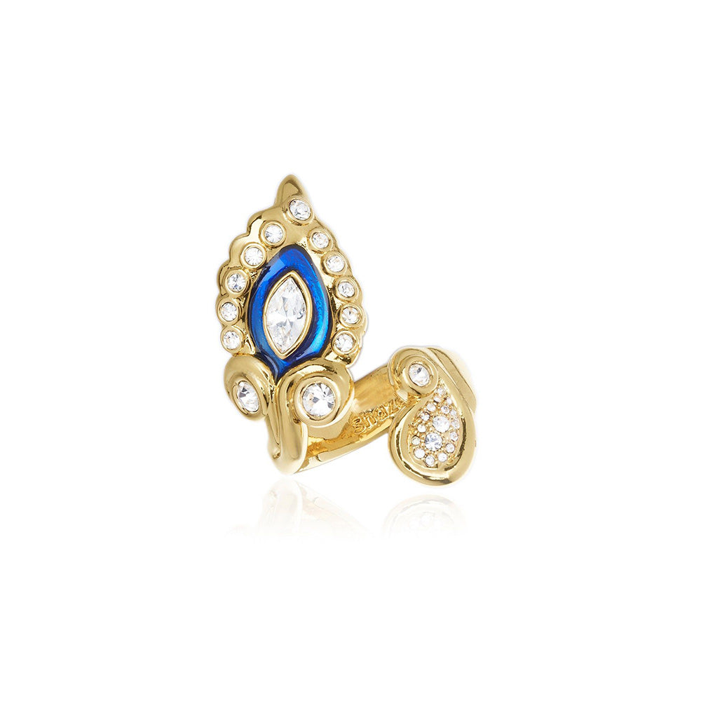 Shaze Anzio Enamelled Navy Blue Ring