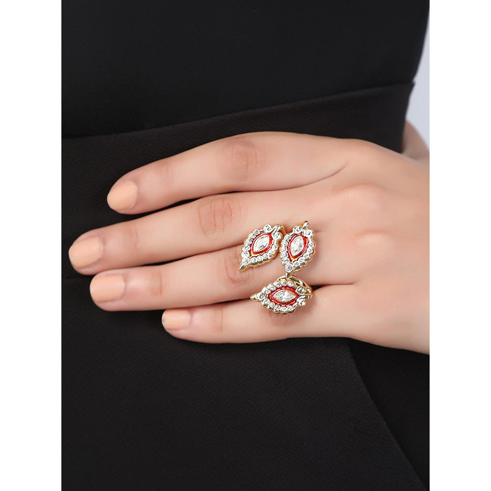 Shaze Monza Enamelled Maroon Ring