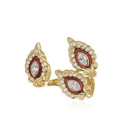 Shaze Monza Enamelled Maroon Ring