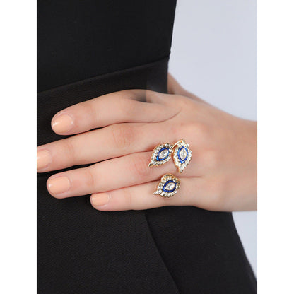 Shaze Monza Enamelled Navy Blue Ring
