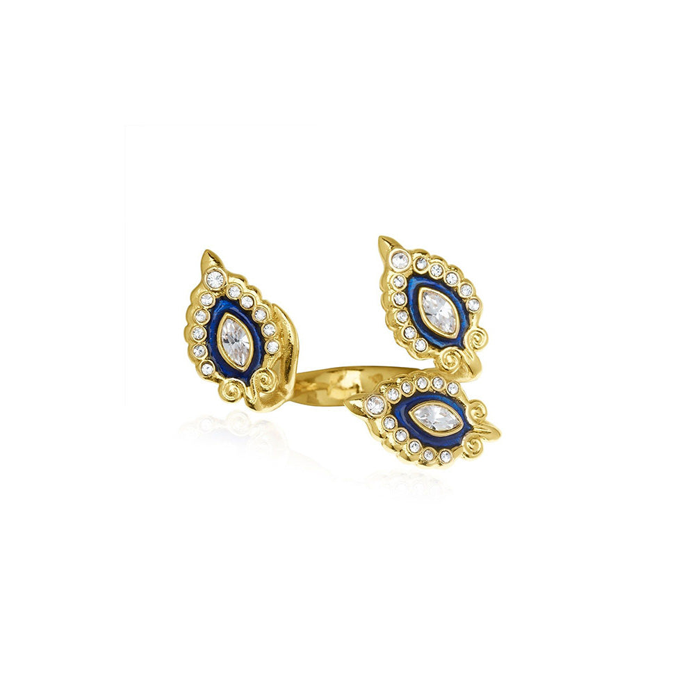 Shaze Monza Enamelled Navy Blue Ring