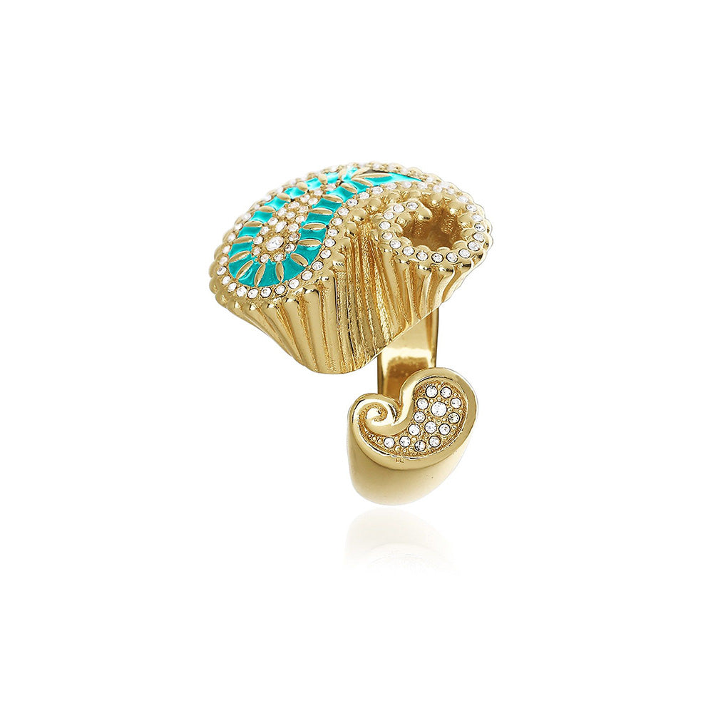 Shaze Prato Zircon Studded Turquoise Ring