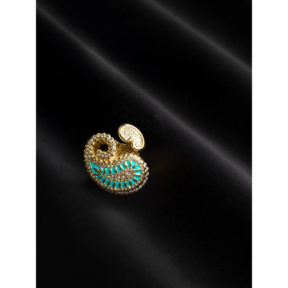 Shaze Prato Zircon Studded Turquoise Ring
