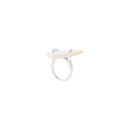 Shaze Adjuvant Edgy Ring Made of Brass Cubic Zirconina Stones Ring Size 5
