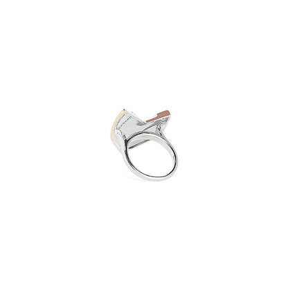 Shaze Adjuvant Edgy Ring Made of Brass Cubic Zirconina Stones Ring Size 5