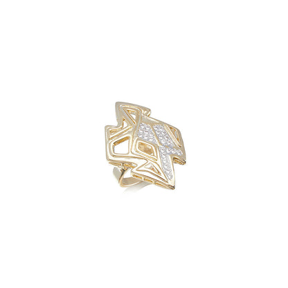 Shaze Amoeba Casual Ring Made of Brass Cubic Zirconina Stones Ring Size 5