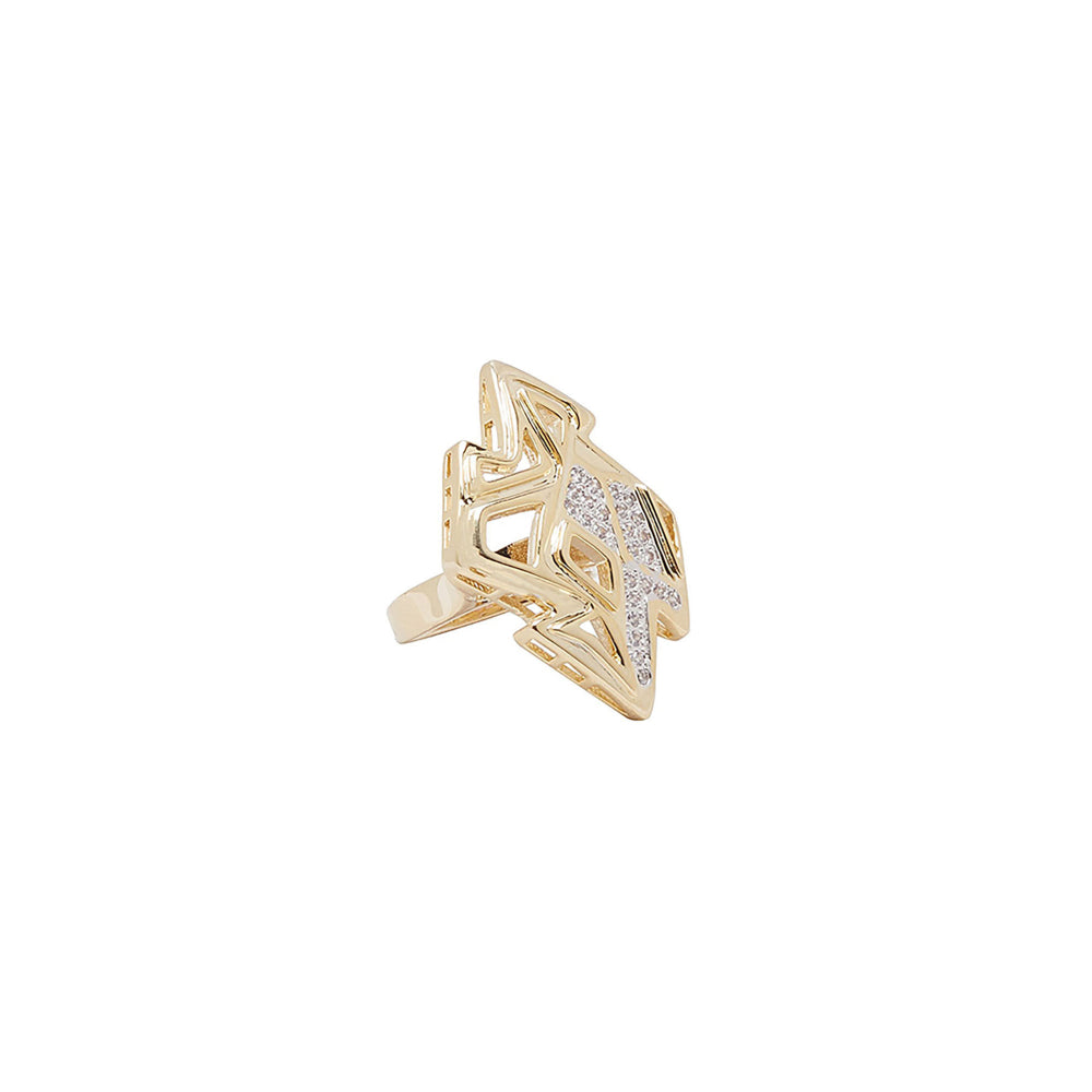 Shaze Amoeba Casual Ring Made of Brass Cubic Zirconina Stones Ring Size 5