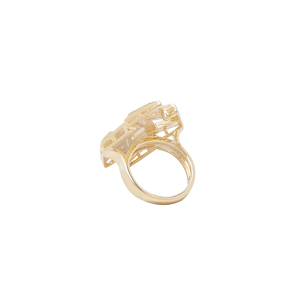 Shaze Amoeba Casual Ring Made of Brass Cubic Zirconina Stones Ring Size 5