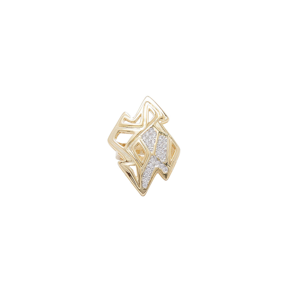 Shaze Amoeba Casual Ring Made of Brass Cubic Zirconina Stones Ring Size 5